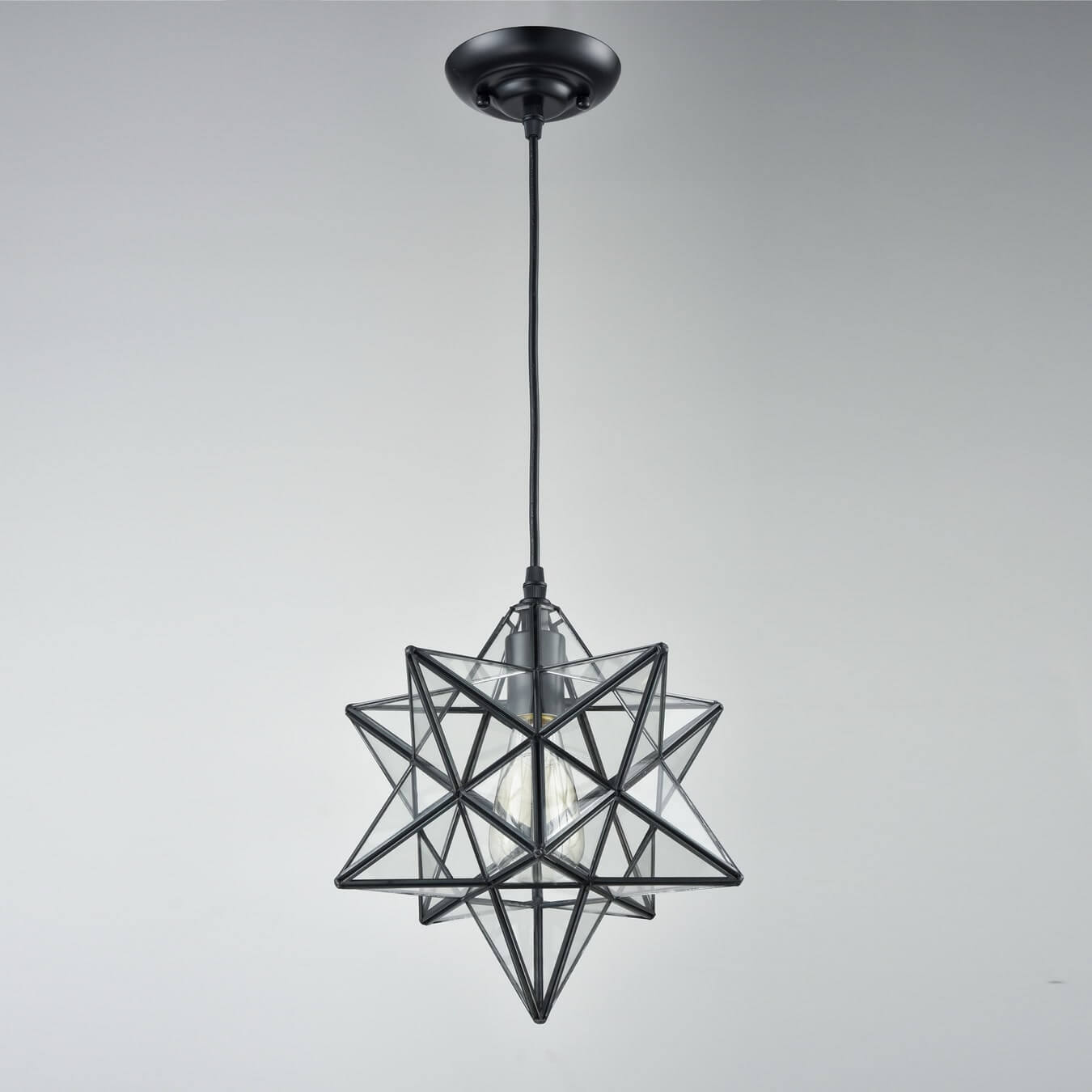 Moravian Star Pendant Lights Clear Glass Shade, 12''