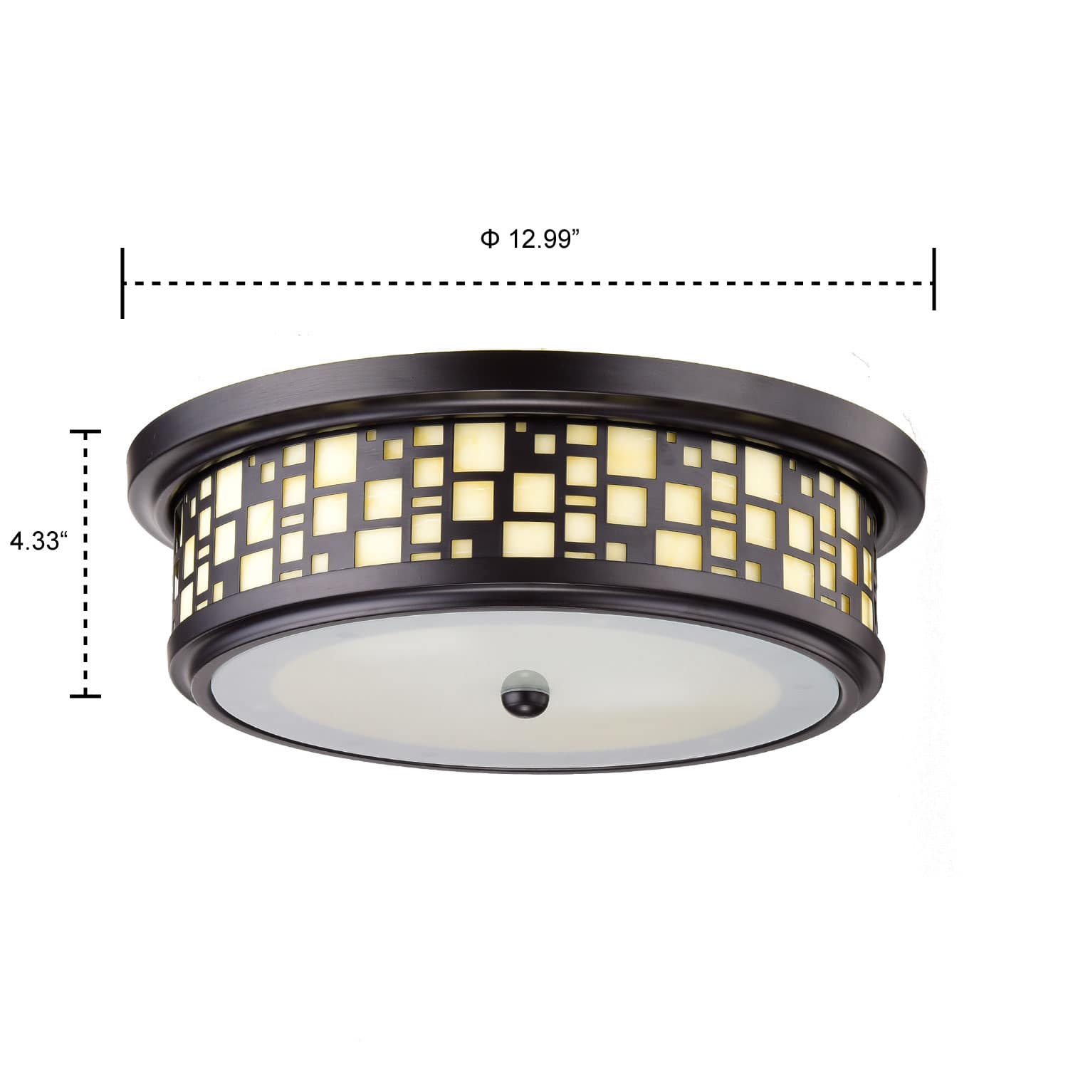 Drum Shade Resin Flush-Mount Ceiling Lights with Frosted Glass
