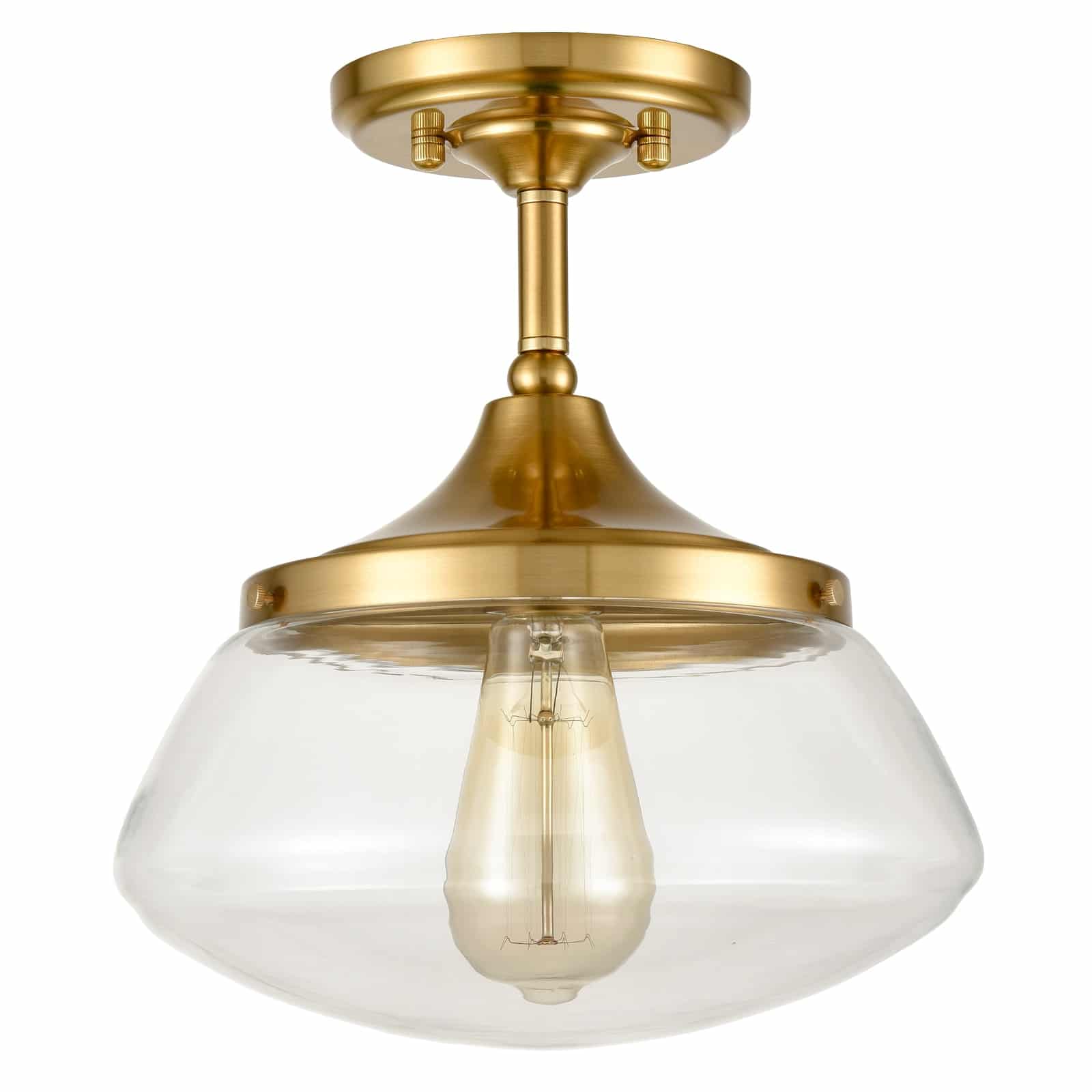 Modern Brass Semi Flush Mount Ceiling Light Fixture