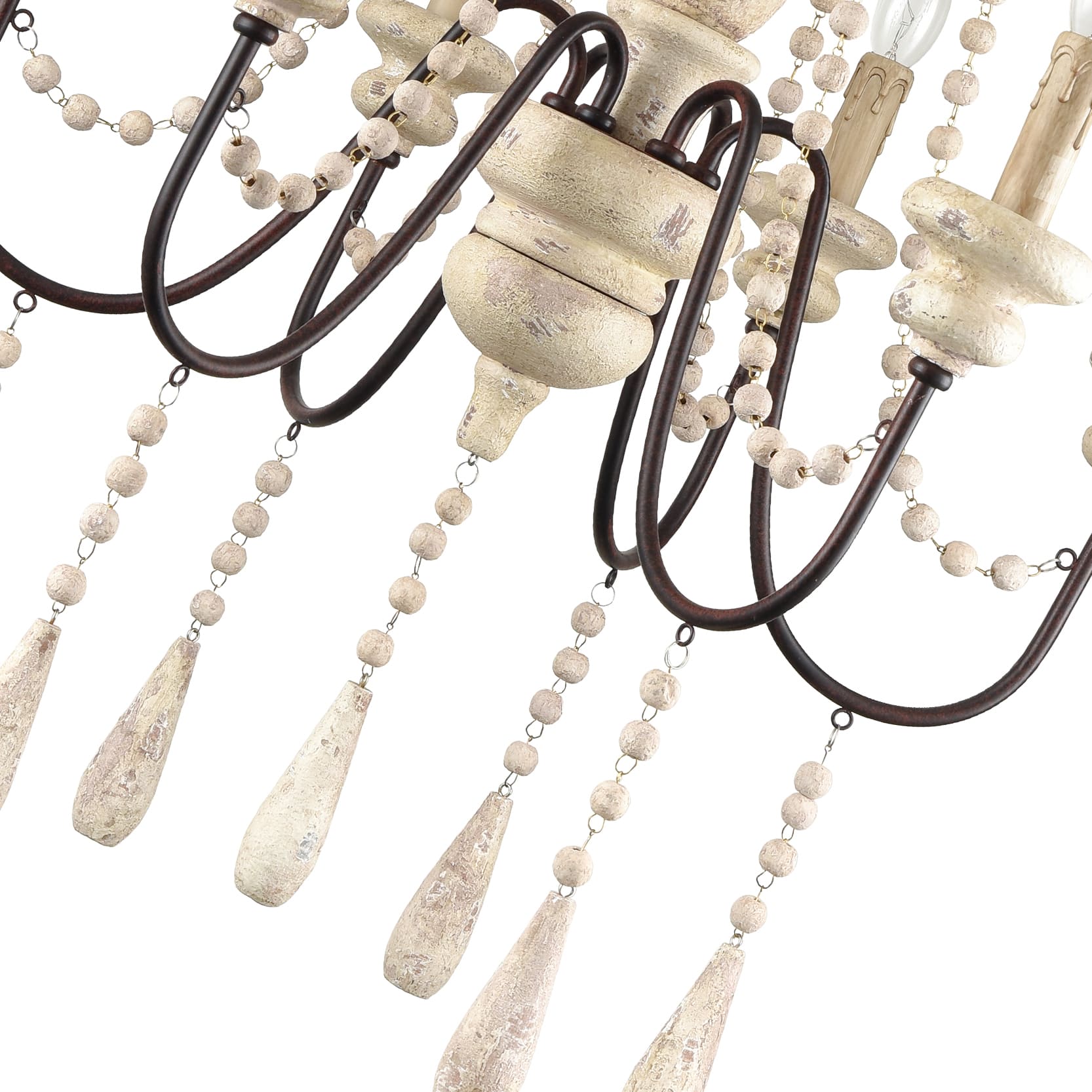 Handmade Distressed Candle Chandelier with  6 Lights