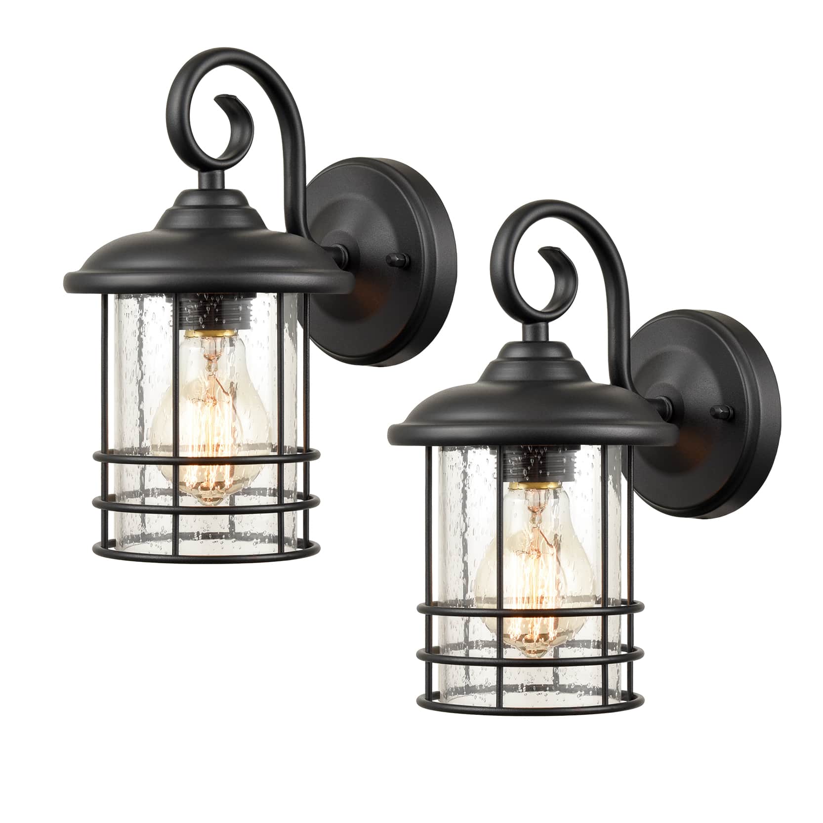Industrial Outdoor/Indoor Wall Sconces Clear Seeded Glass