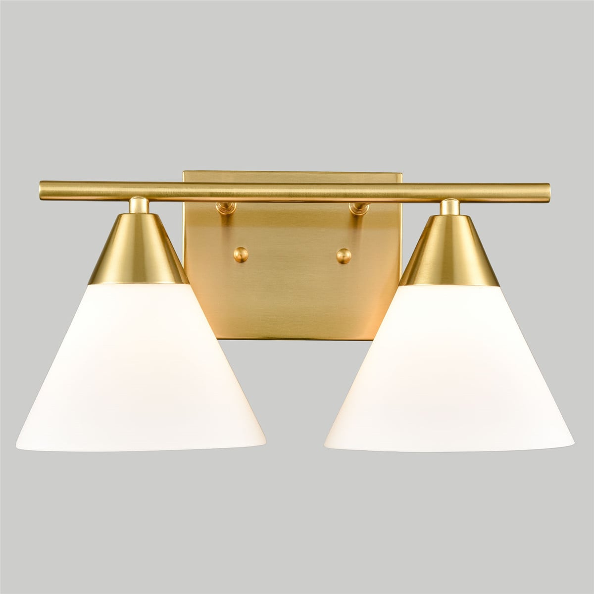 Modern Brass 2-Light Vanity Light for Bath with Opal Glass