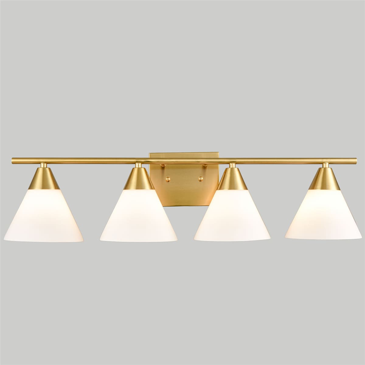 Modern Brass 4-Light Vanity Light for Bathroom Opal Glass