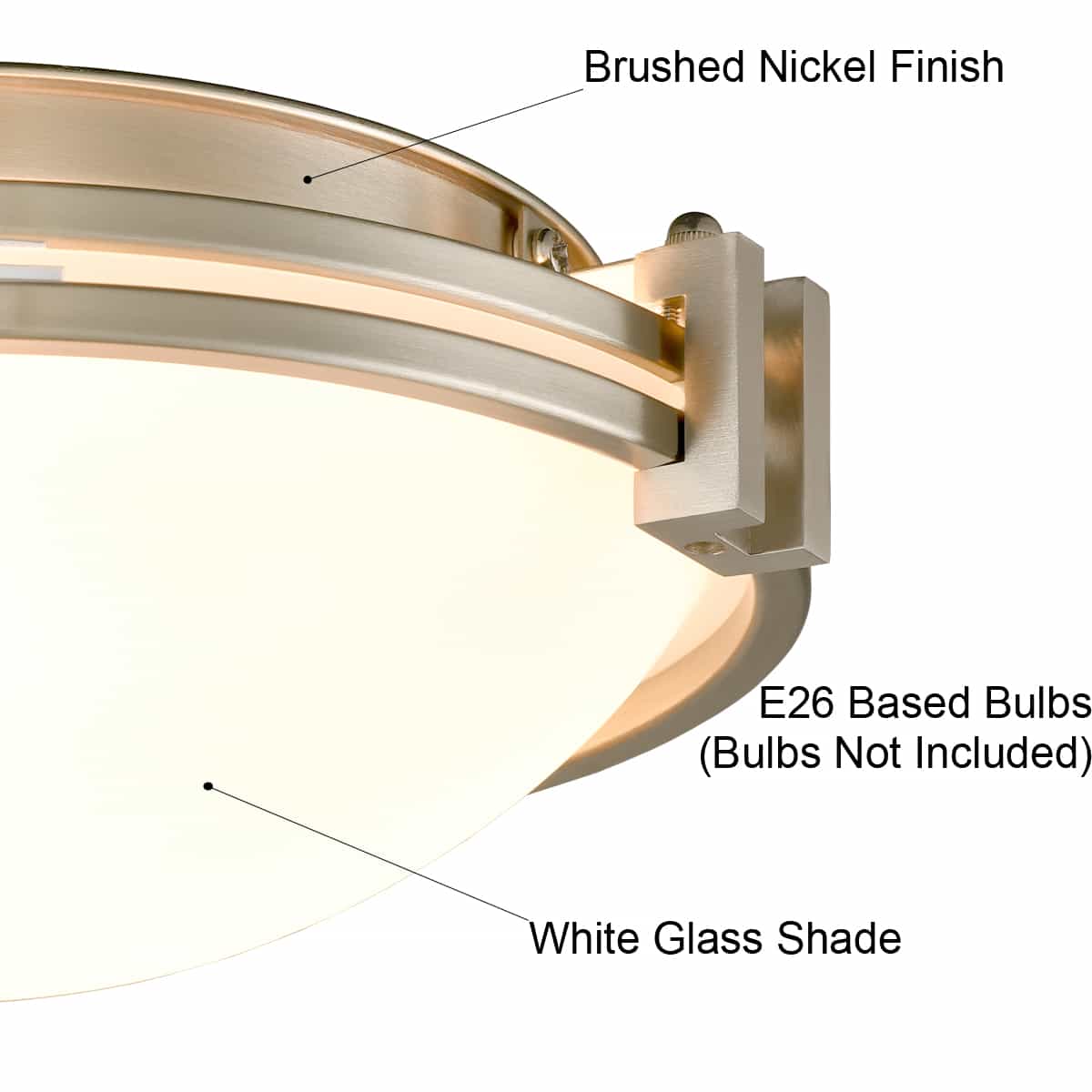 12 Inches Flush Mount Ceiling Light Fixture Satin Nickel Finish