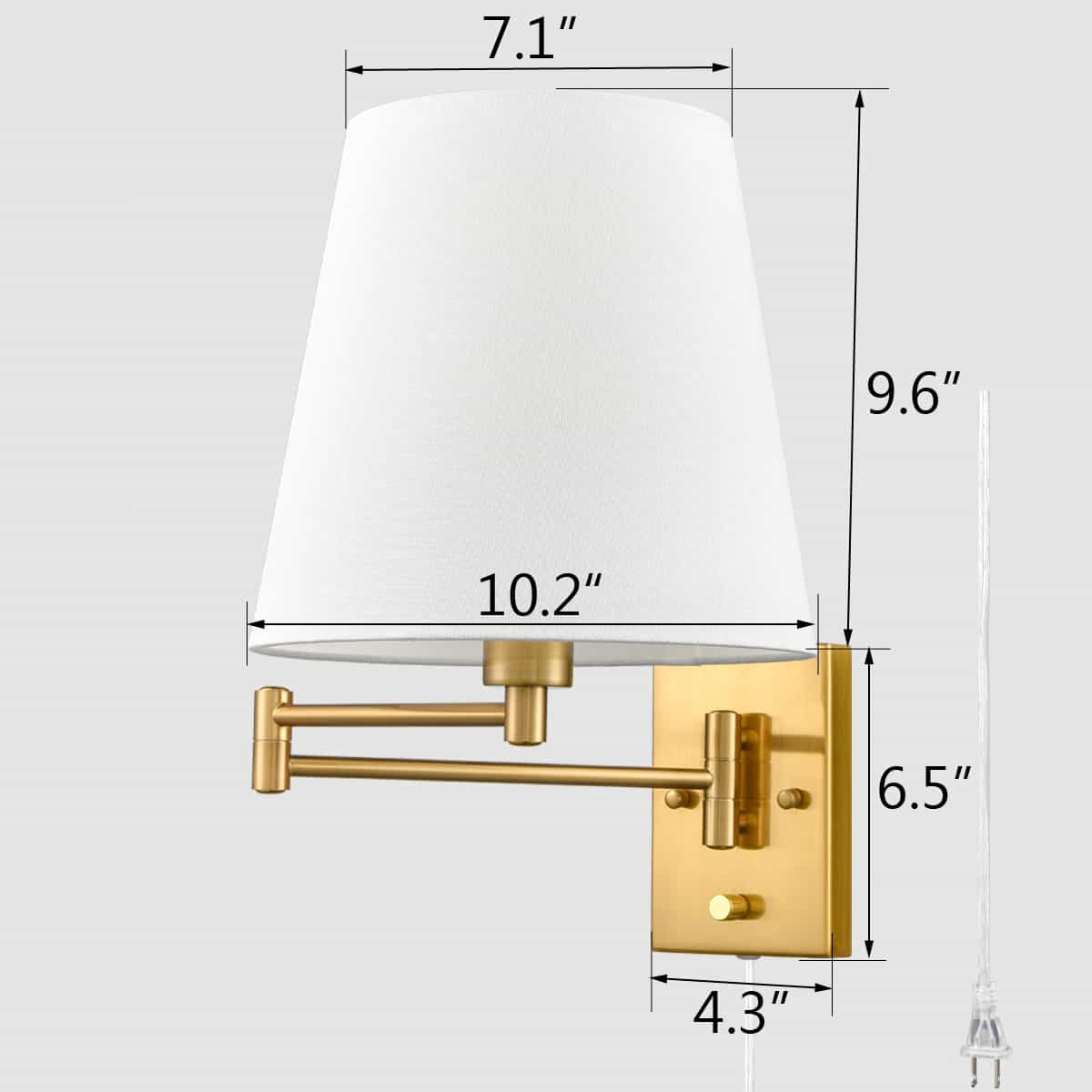 Beige Wall Sconces Set of Two Plug-in Wall Lamp Swing Arm Wall Lights