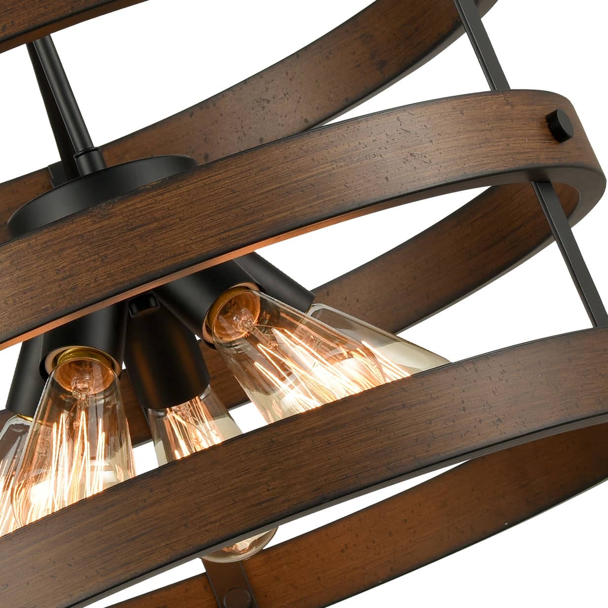 Industrial Circular Round Wood Ceiling Lights Flush Mount