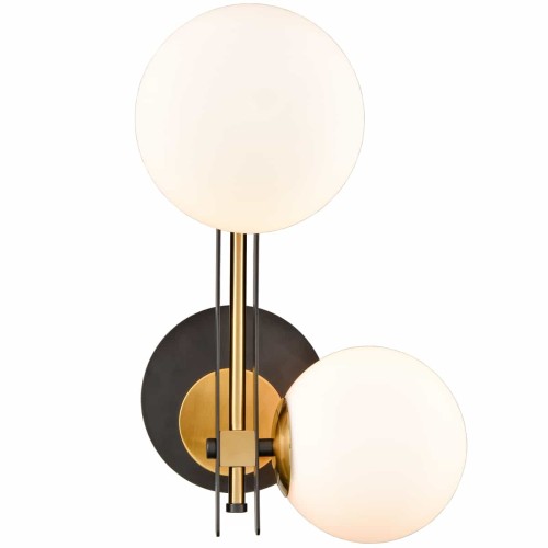 Mid Century Modern 2-Light Globe Wall Sconce with Milky Glass Shade