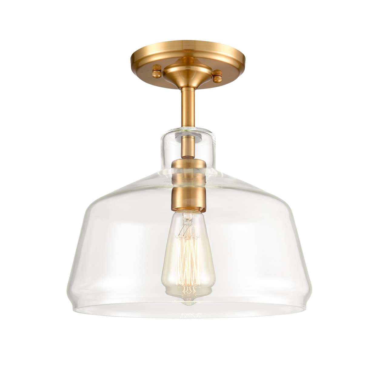 Modern Farmhouse Brass Glass Ceiling Lights Semi Flush Mount