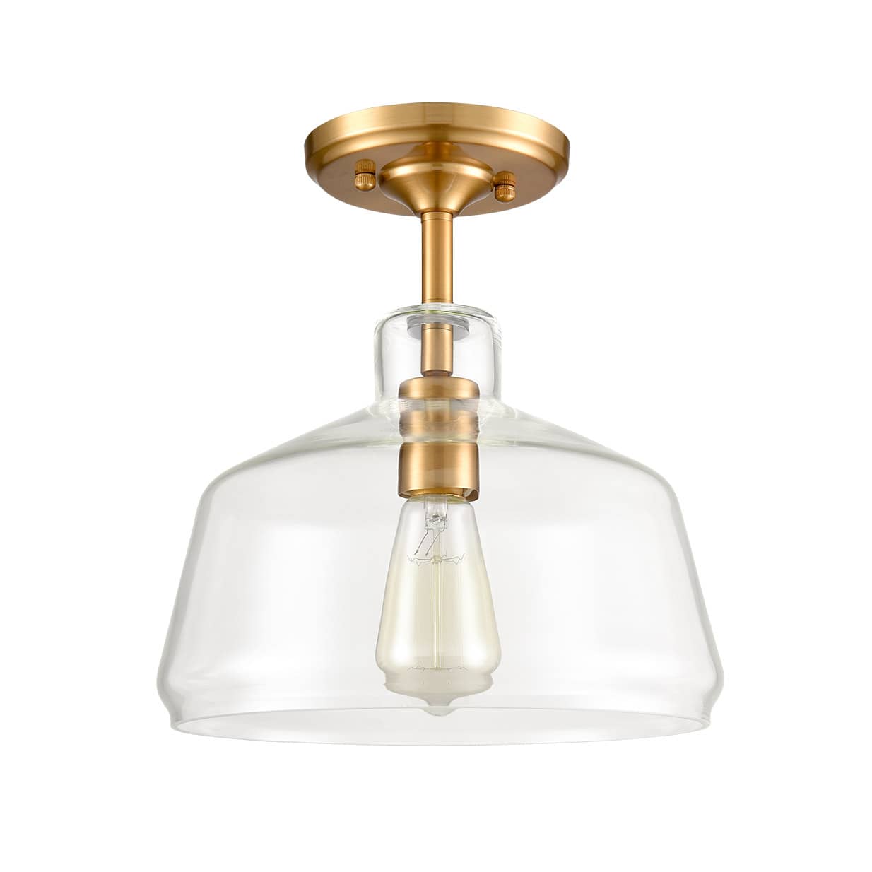 Modern Farmhouse Brass Glass Ceiling Lights Semi Flush Mount