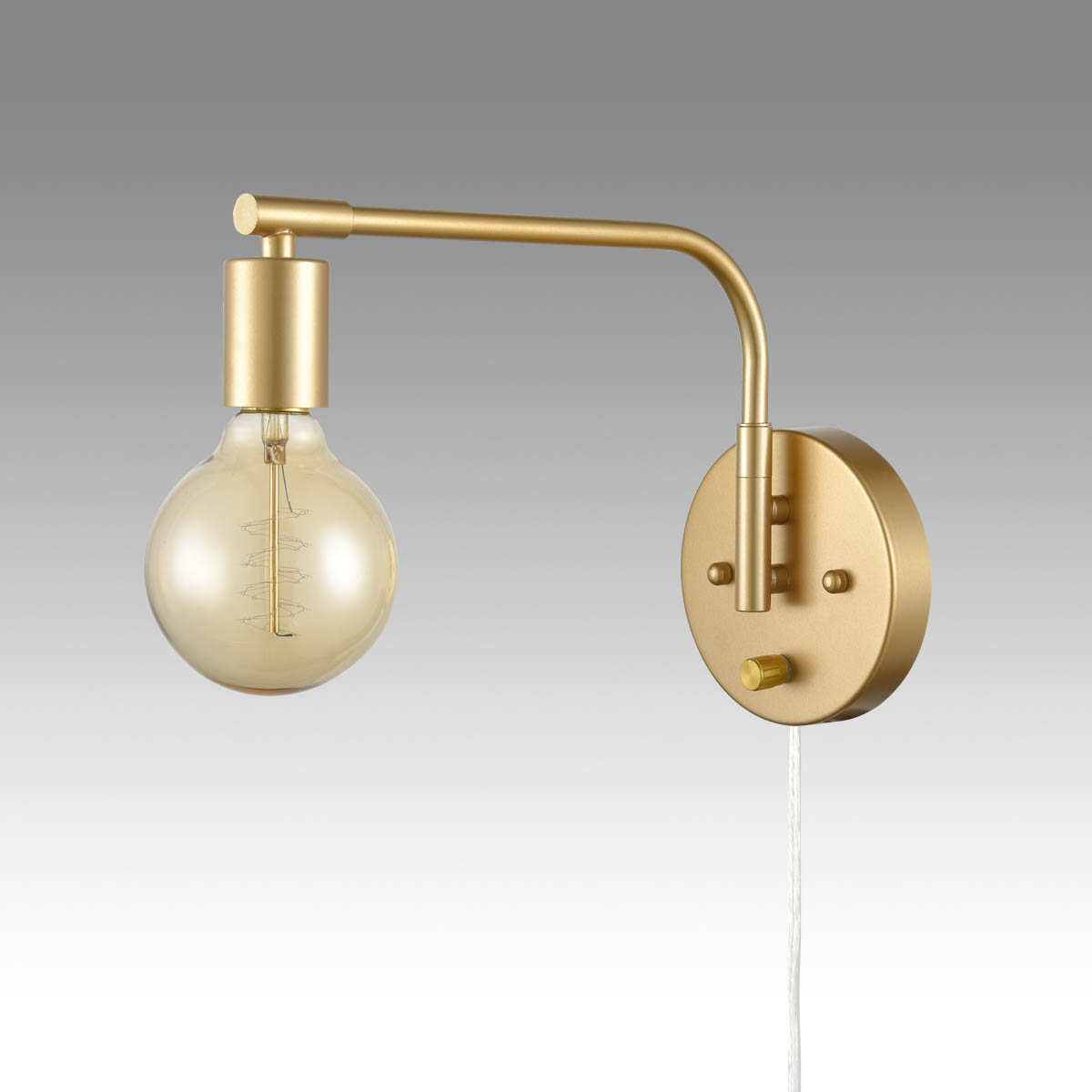 Modern Swing Arm Plug-in Wall Sconce Set of 2 Brass Light