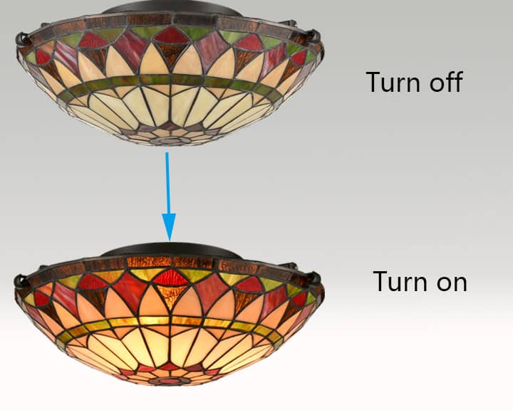 Tiffany Semi Flush Ceiling Light Stained Glass Colorful