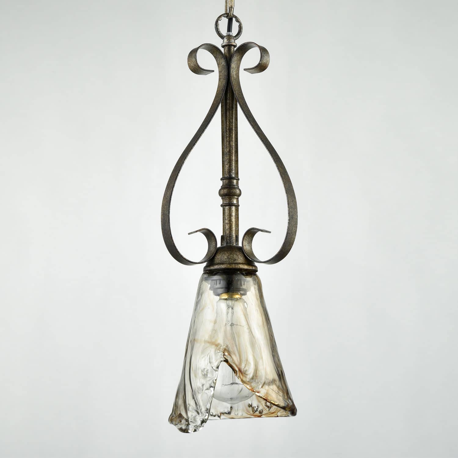 Vintage Glass Pendant Light Mini Kitchen Light with Amber Glass