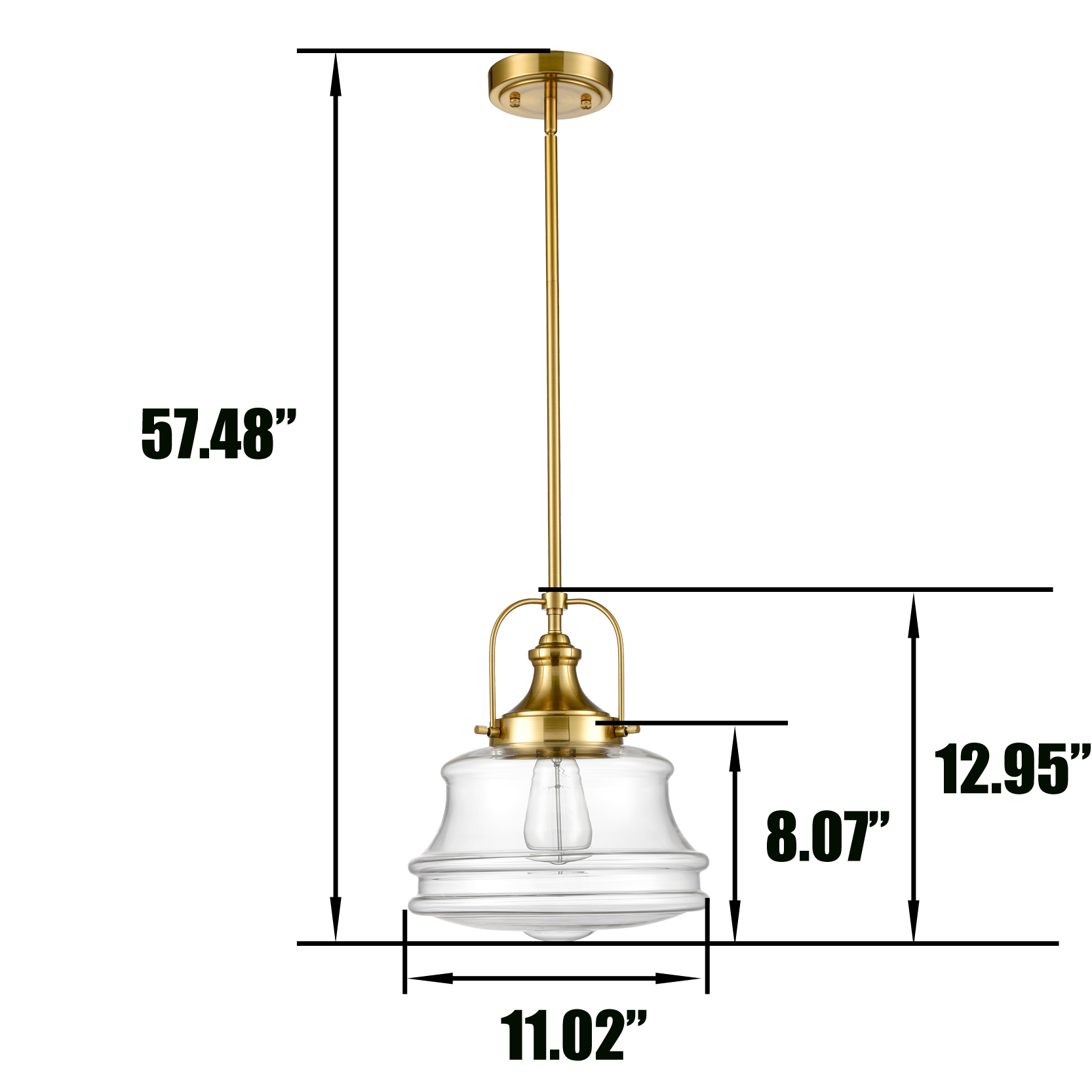 Modern Schoolhouse Brass Gold Pendant Light Fixture