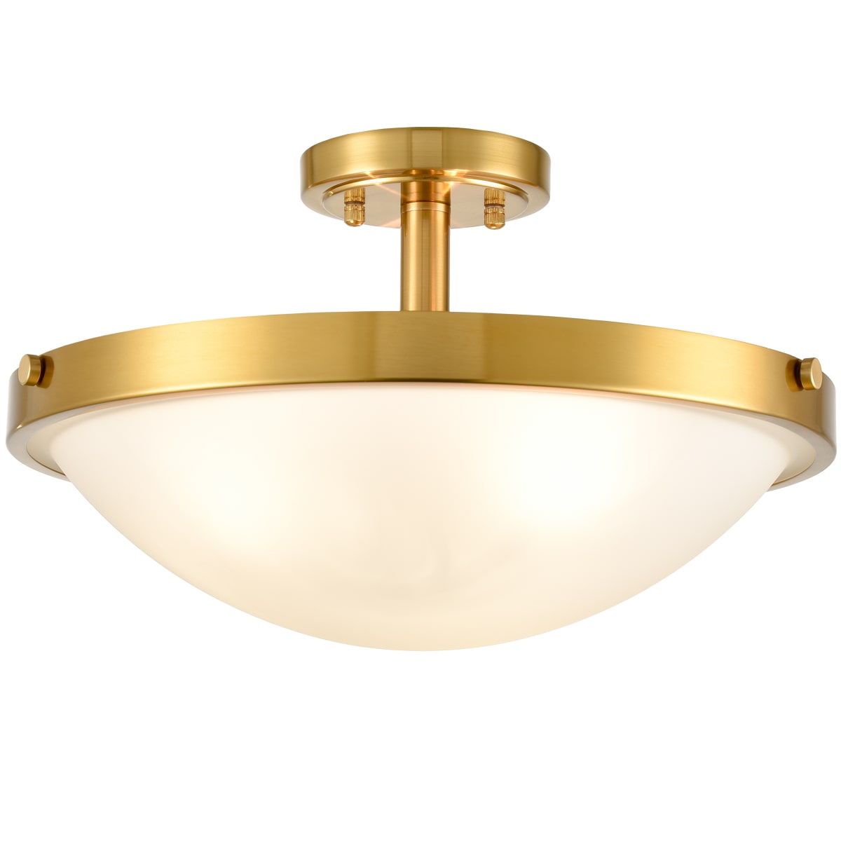 Brass Semi Flush Ceiling Light 3-Light Glass Ceiling Light Fixture