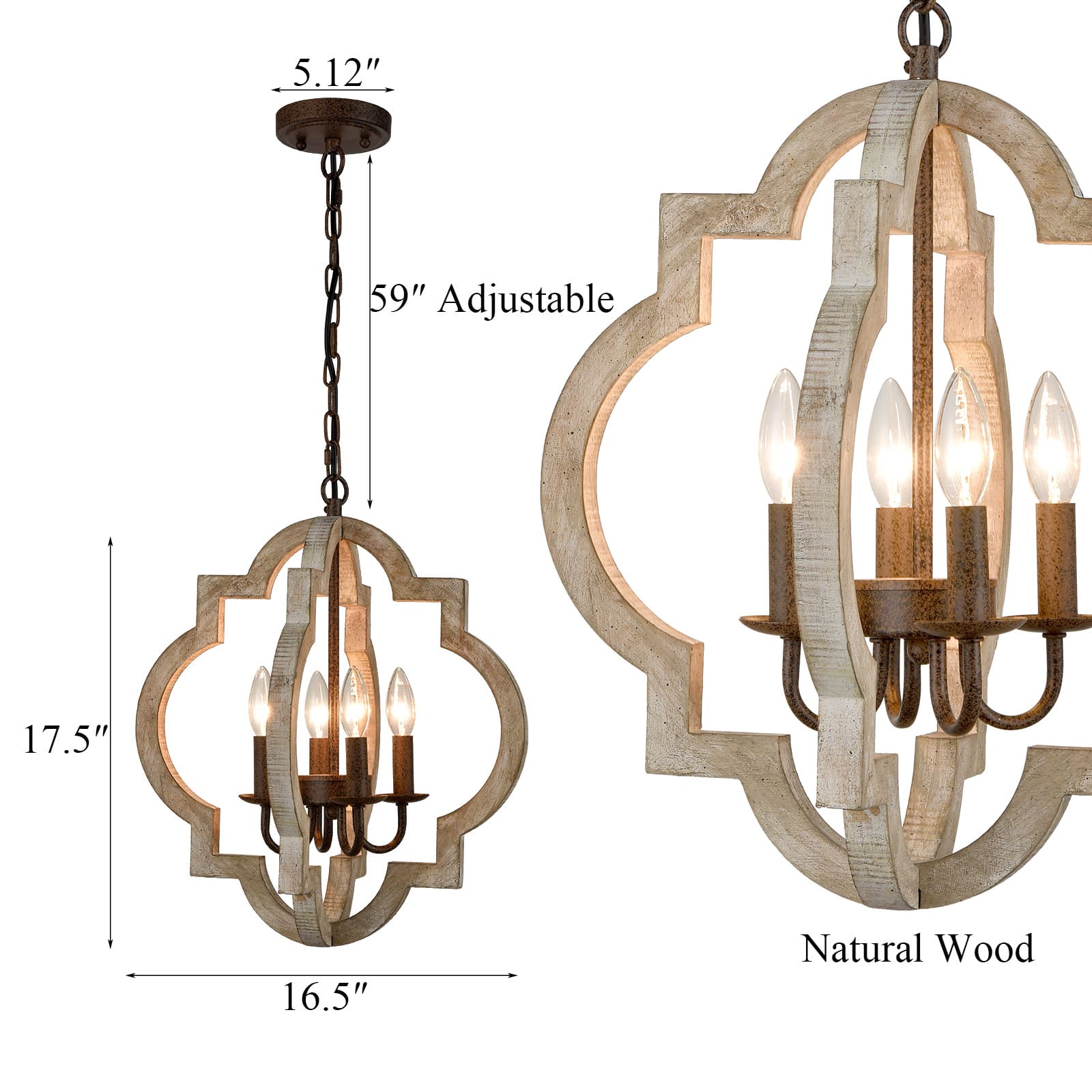 Farmhouse White Wood Chandeliers Orb Dining Room Chandelier