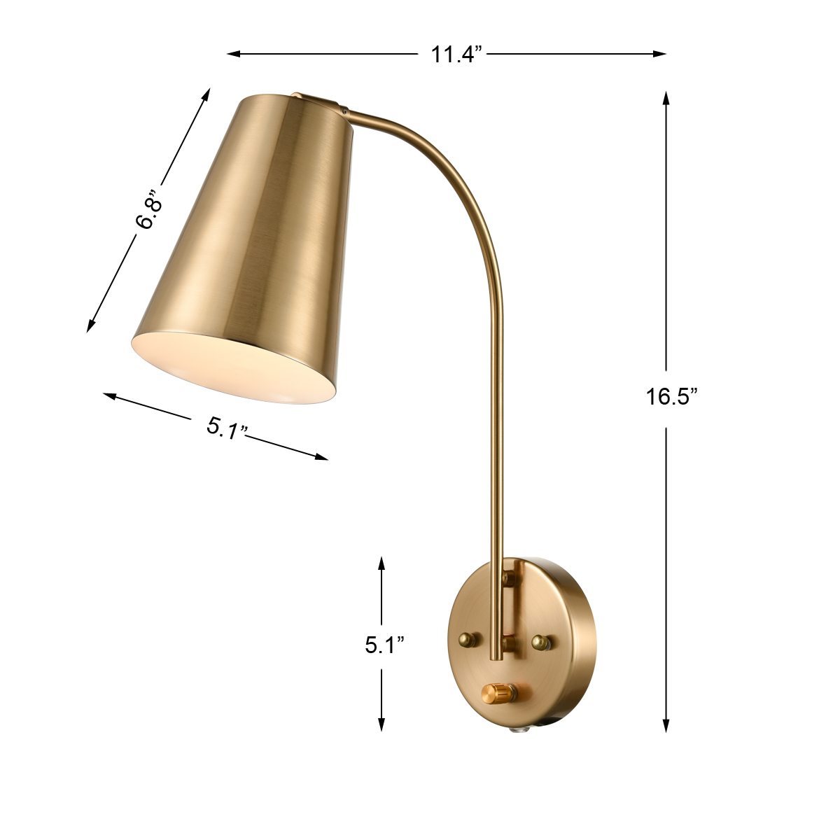 Modern Yellow Gold Wall Mount Plug-in Wall Lights Set of 2