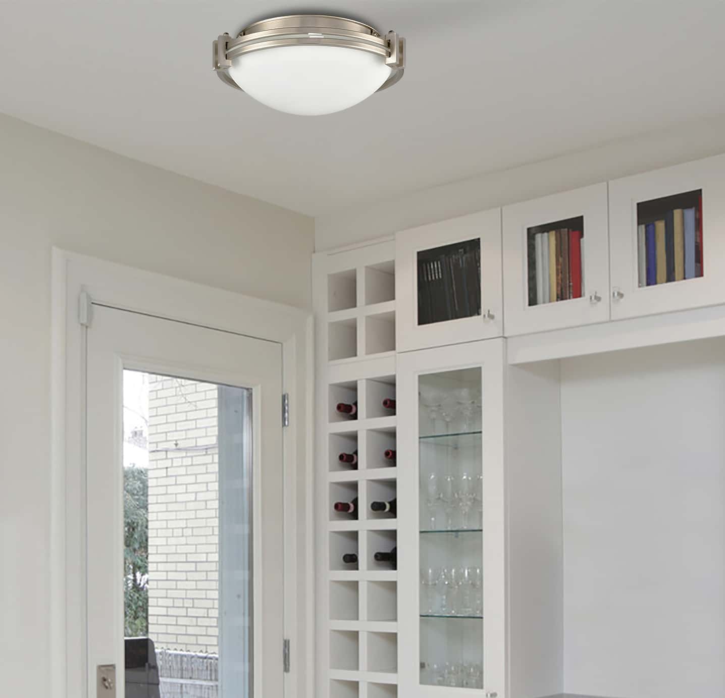 12 Inches Flush Mount Ceiling Light Fixture Satin Nickel Finish