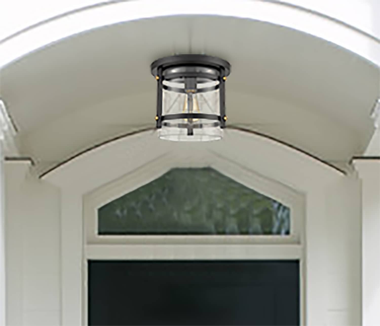 Industrial Black Flush Mount Ceiling Light with Clear Glass Shade
