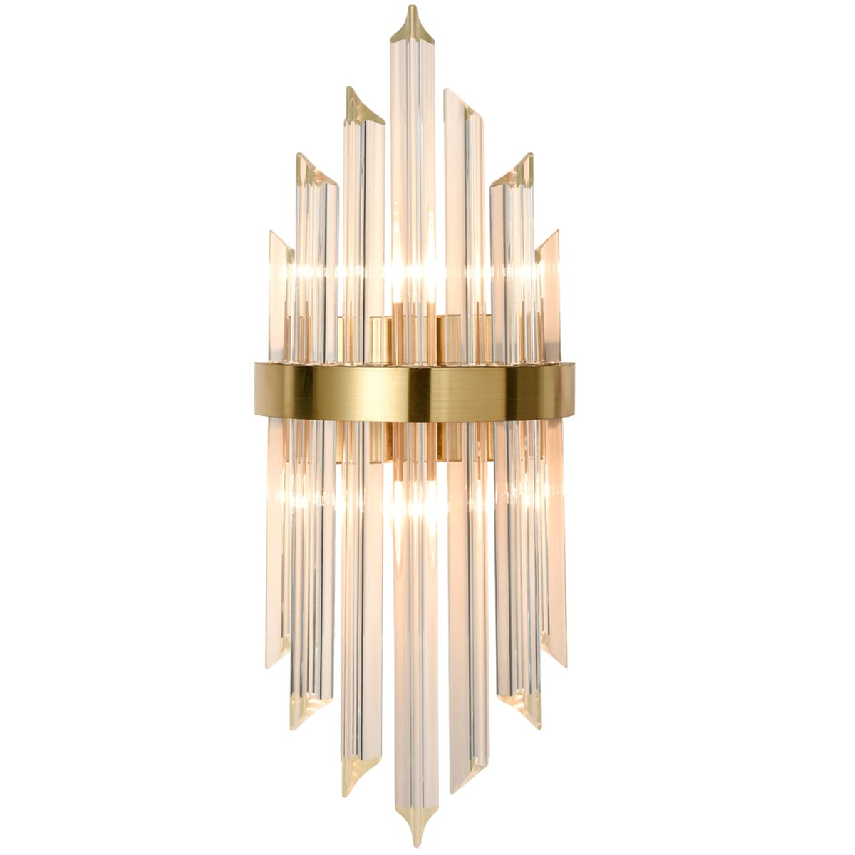 Modern Gold Brass Glass Crystal Wall Sconce, Set of 2