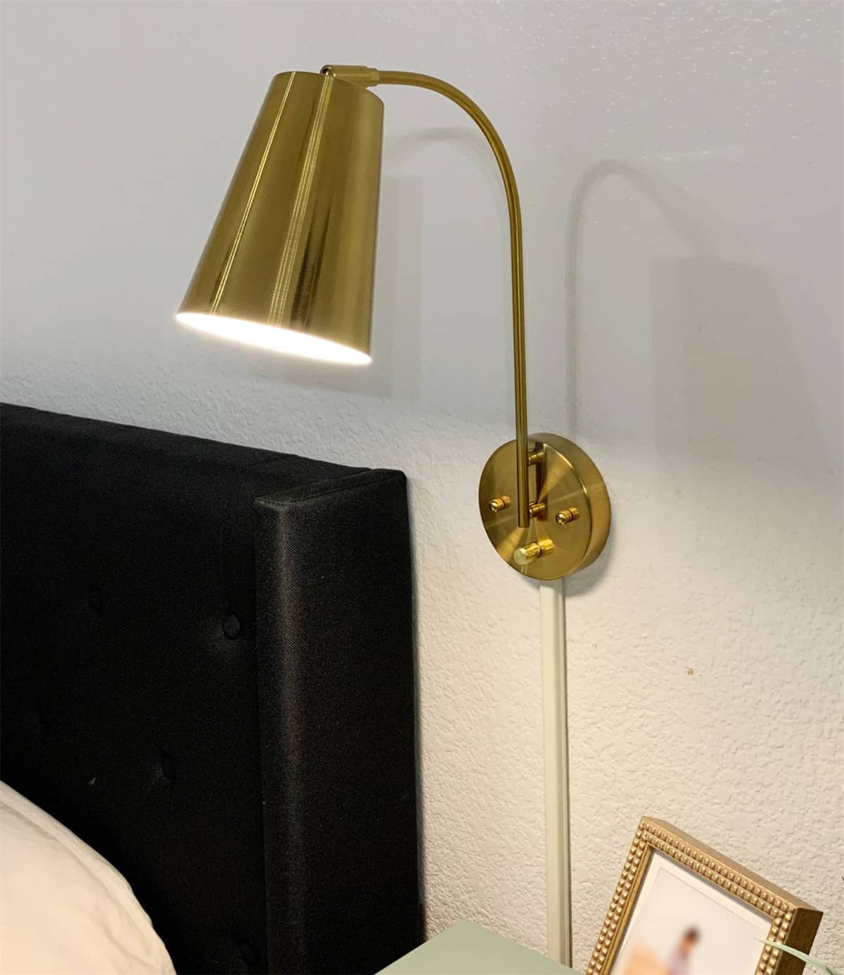 Modern Yellow Gold Wall Mount Plug-in Wall Lights Set of 2
