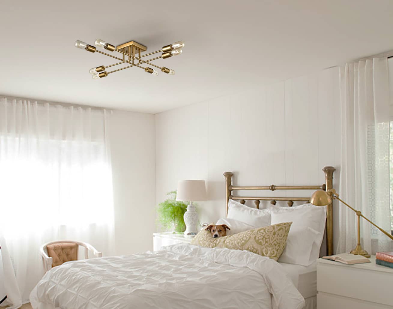 Modern 8-light Metal Gold Ceiling Light Fixture for Living Room