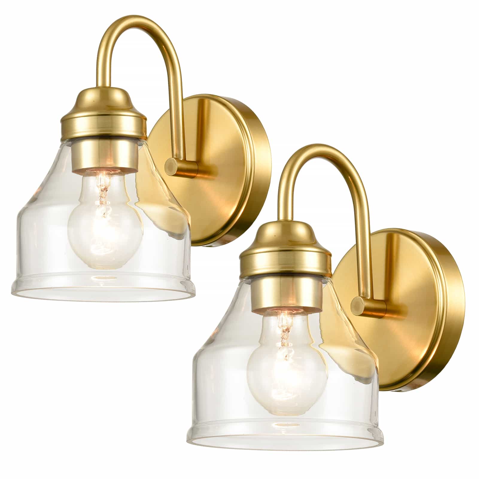 Modern Brass Wall Sconce Bathroom Lighting Set of Two