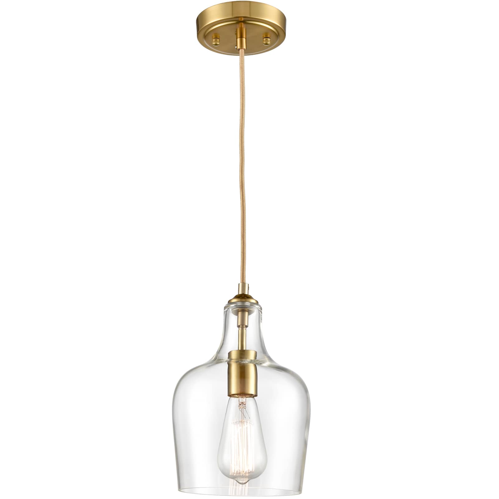 Modern Gold with Bell Shade Glass Shade Adjustable Pendant Light Fixture