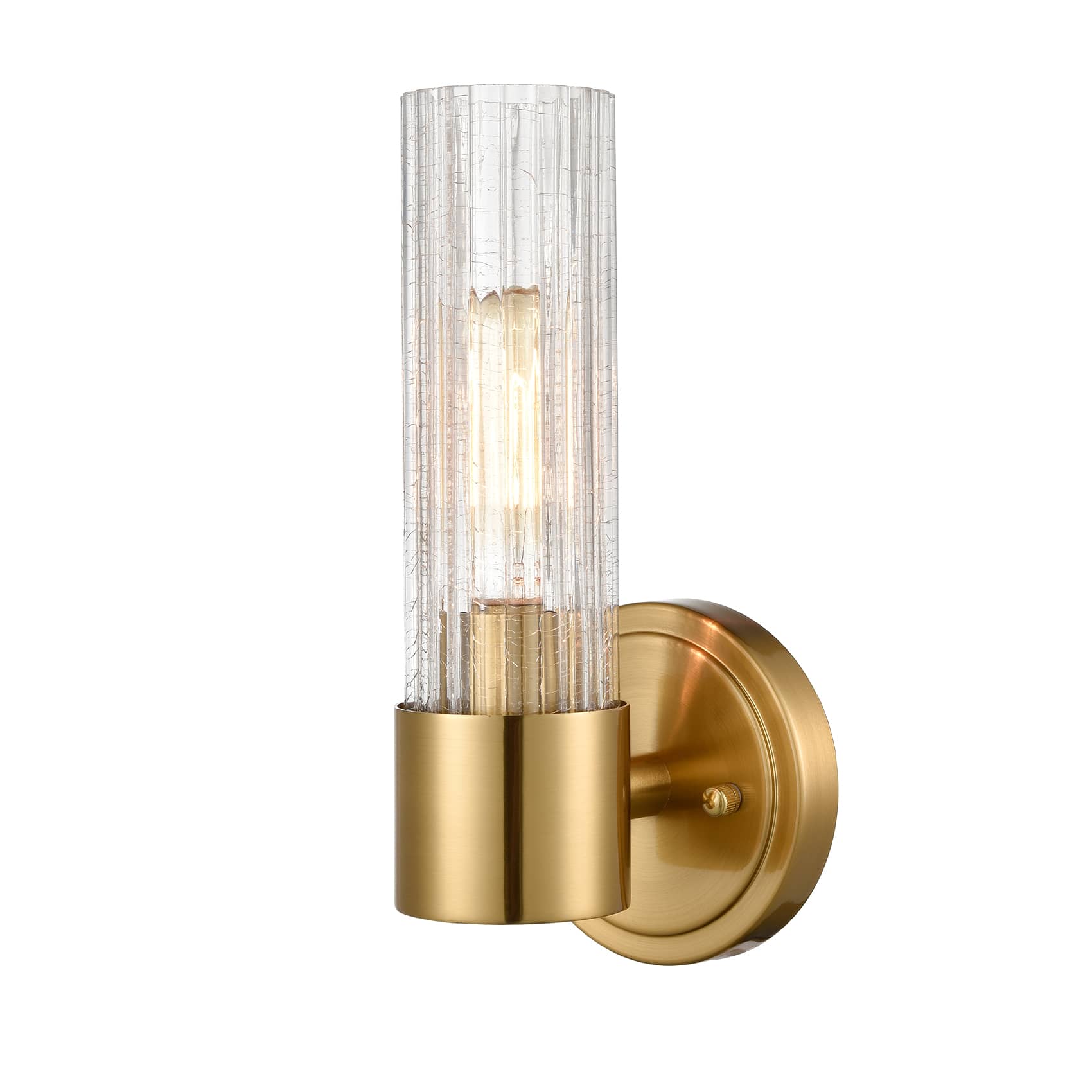 Modern Wall Sconce Light Brass Vanity Light with Crackle Glass