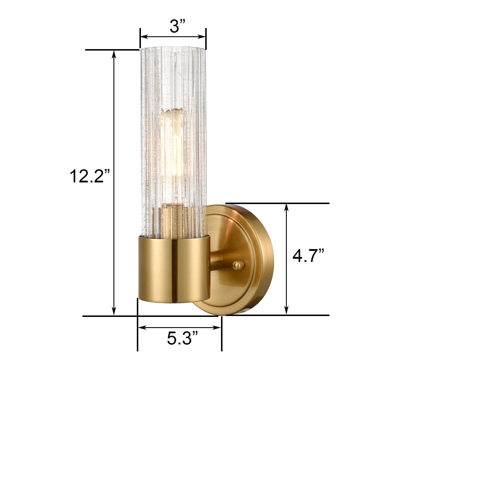 Modern Wall Sconce Light Brass Vanity Light with Crackle Glass