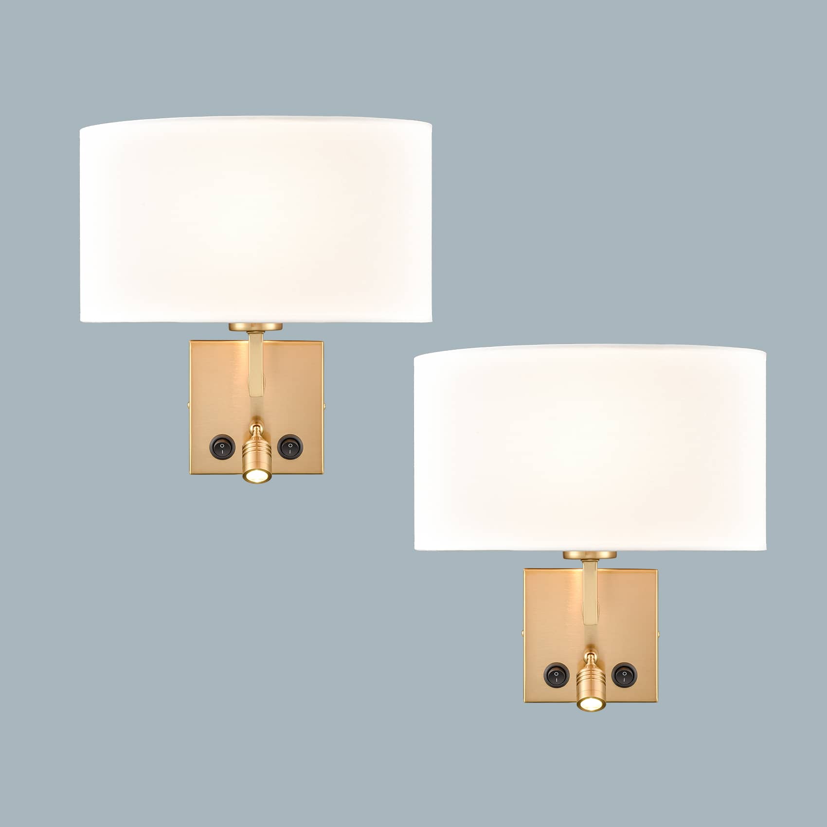 Modern Brass Wall Sconces with LED Reading Light USB Port
