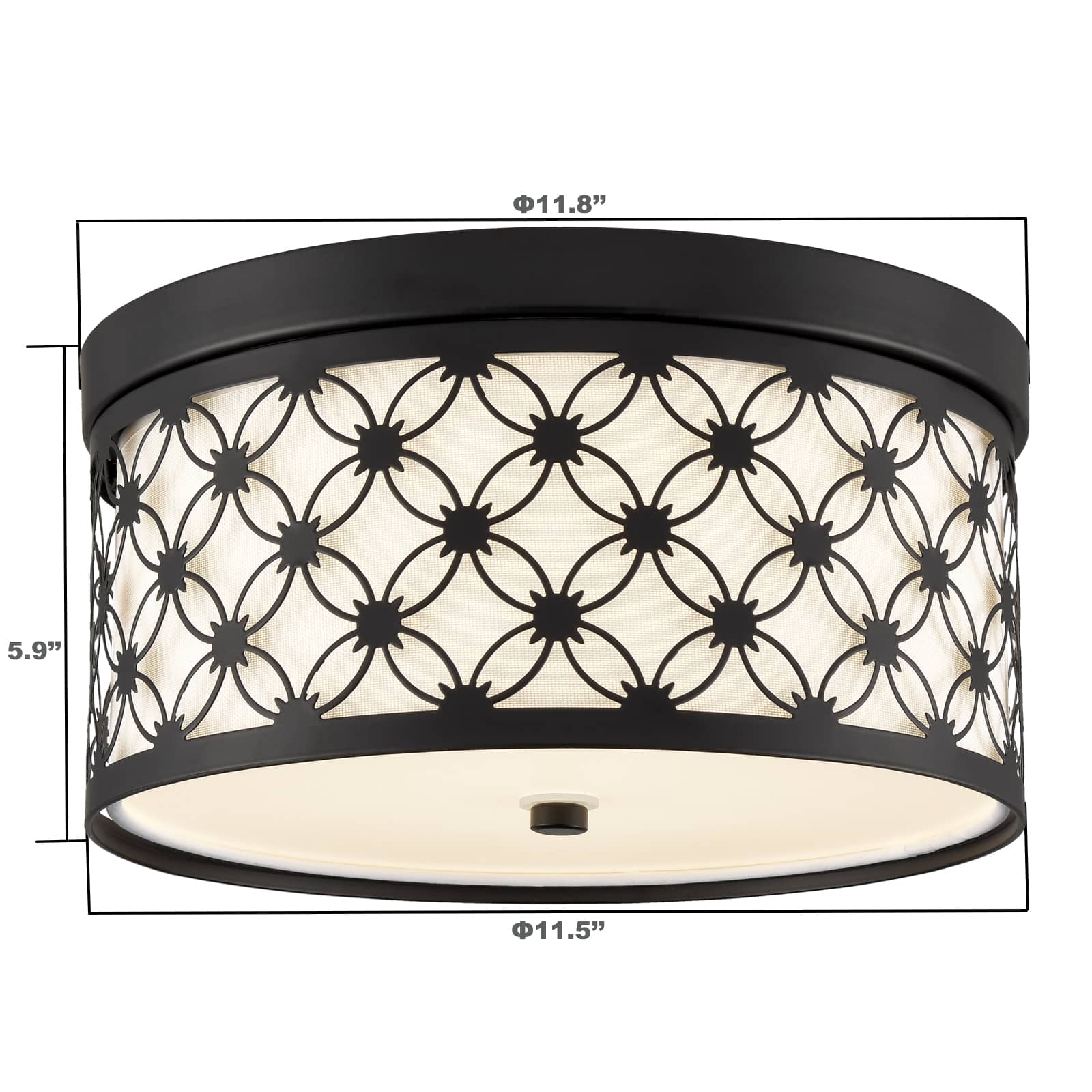 Modern 11'' Round Drum Shade Black Metal Dimmable LED Ceiling Light Hallway Light Fixtures