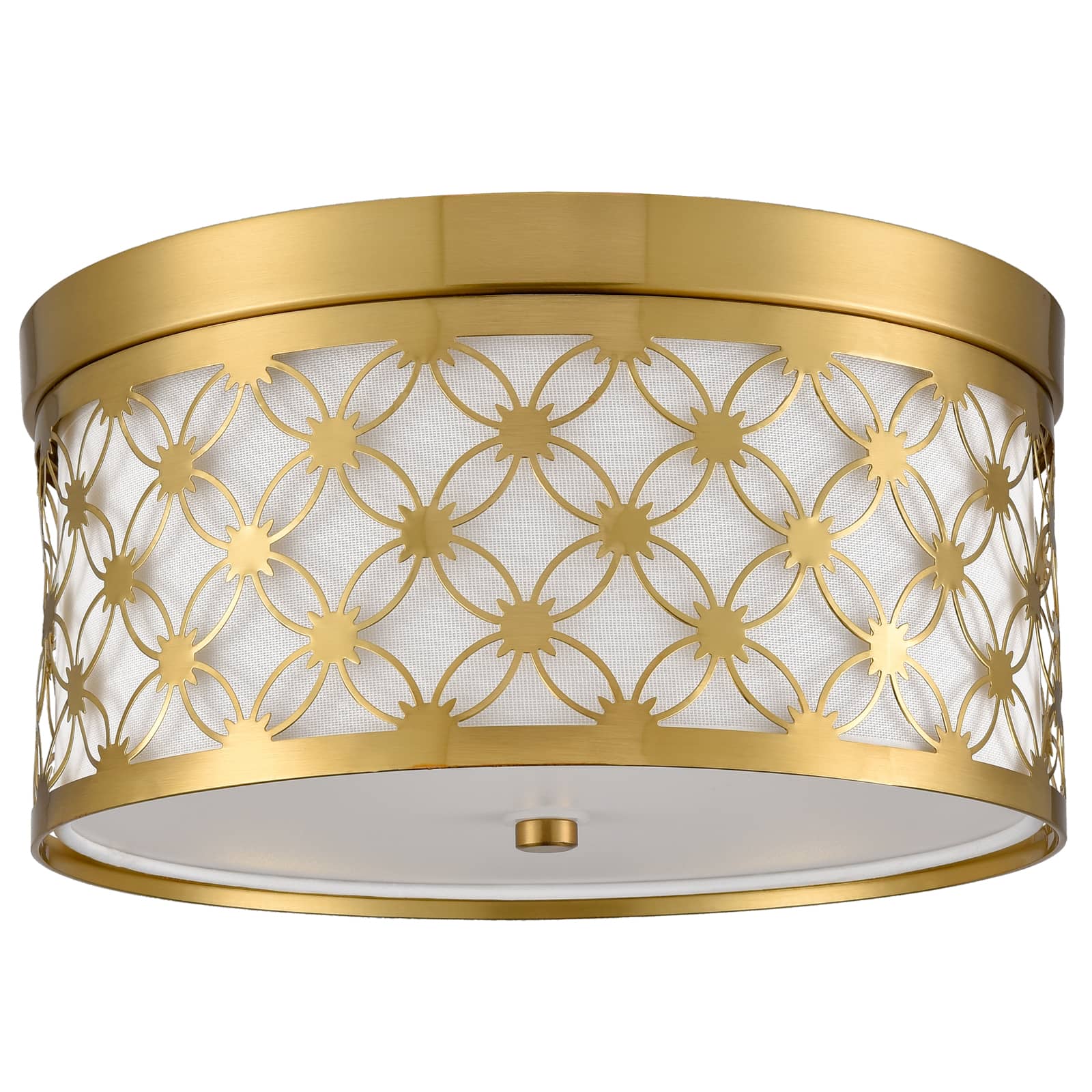 Modern 15'' Round Drum Shade Brushed Gold Dimmable LED Ceiling Light Hallway Light Fixtures