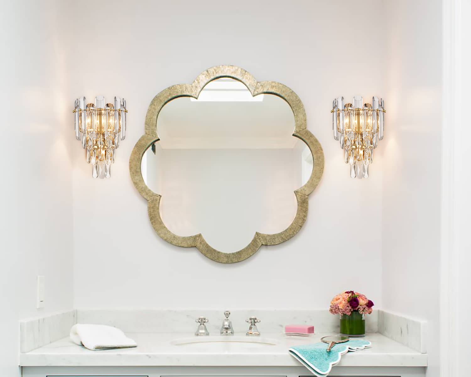 Modern Wall Sconce Brass Finish with Crystal Wall Light