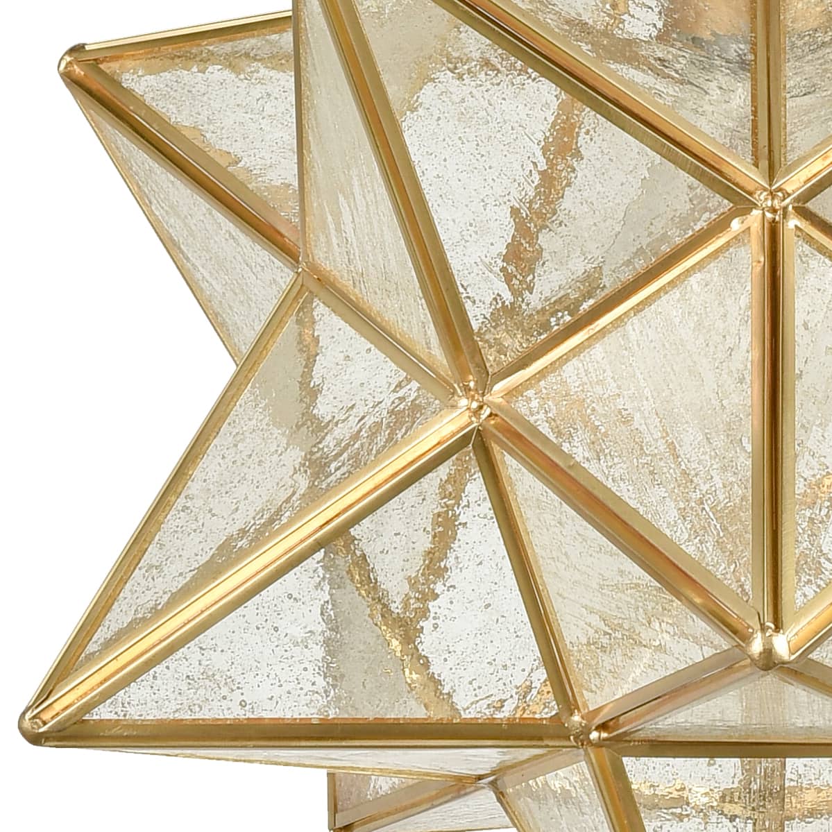 Brass Moravian Star Pendant Light 14-inch Seeded Glass Shade