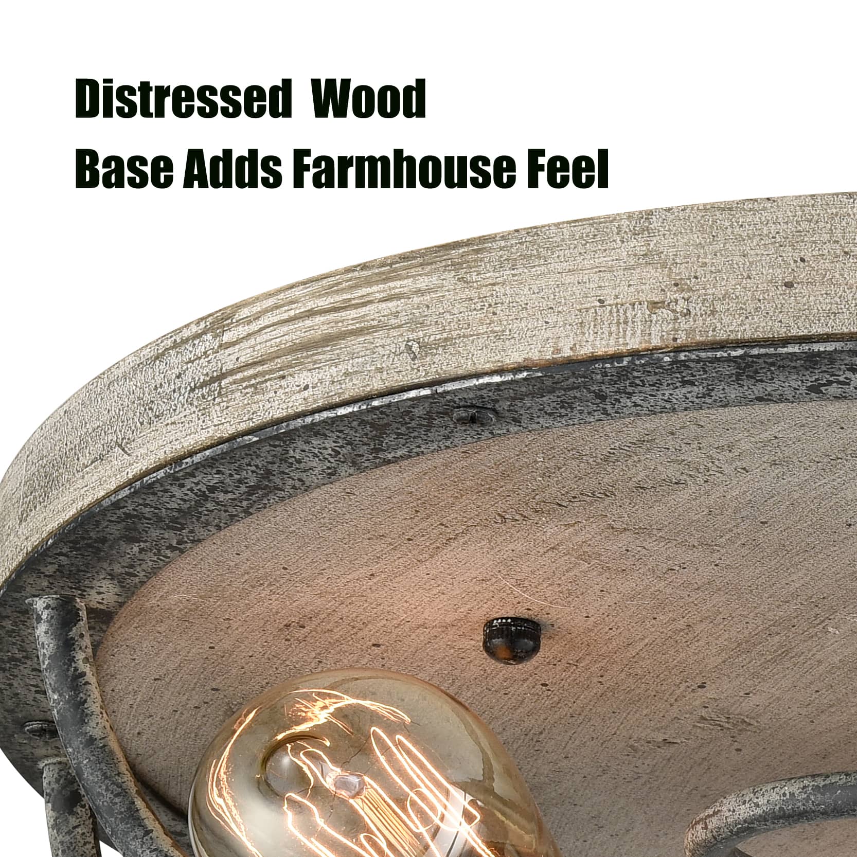 Distressed Wood Ceiling Light 3-Light Mycete Dome Fixture
