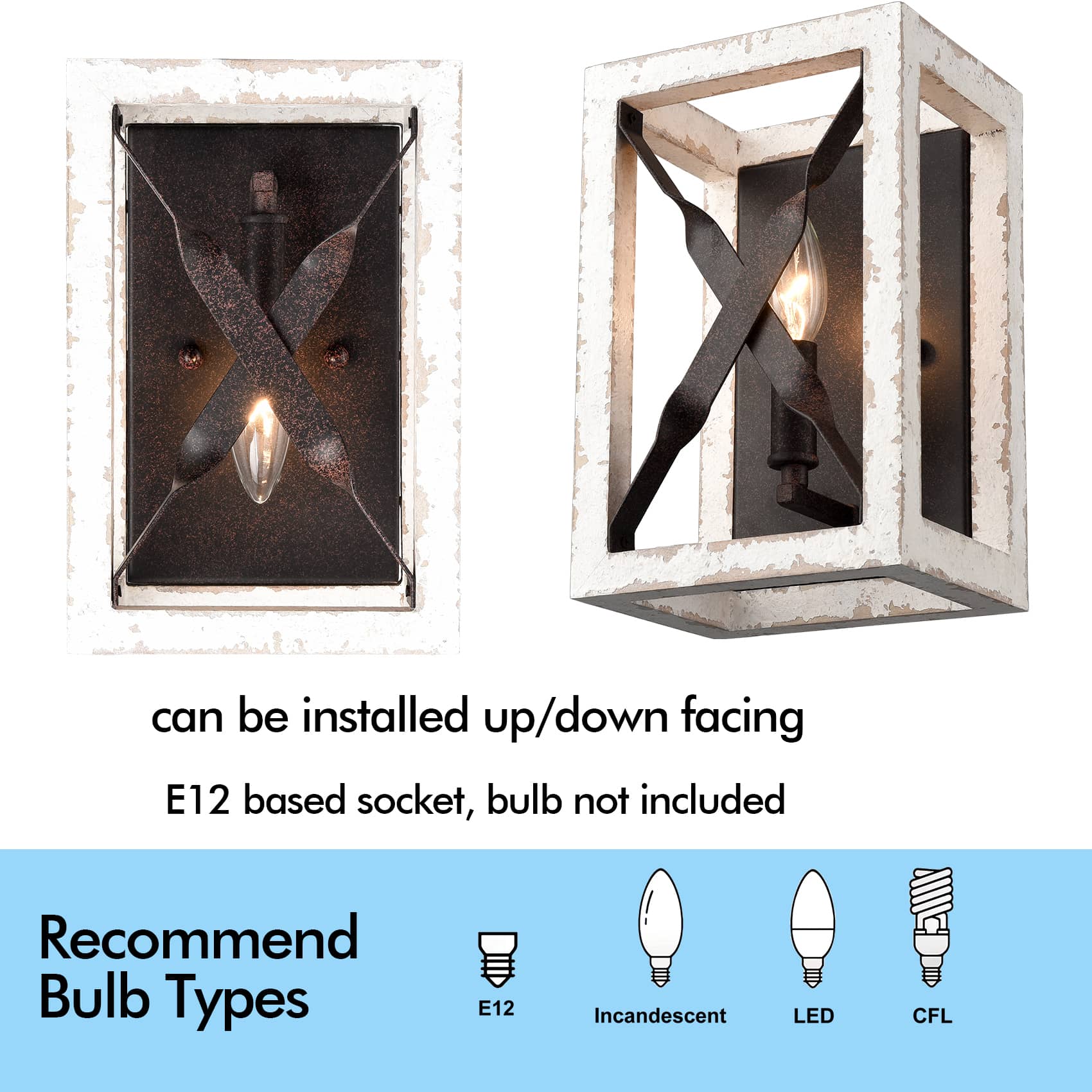 Farmhouse Rustic Wall Sconce 1-Light Mail Box Wooden Wall Lamp