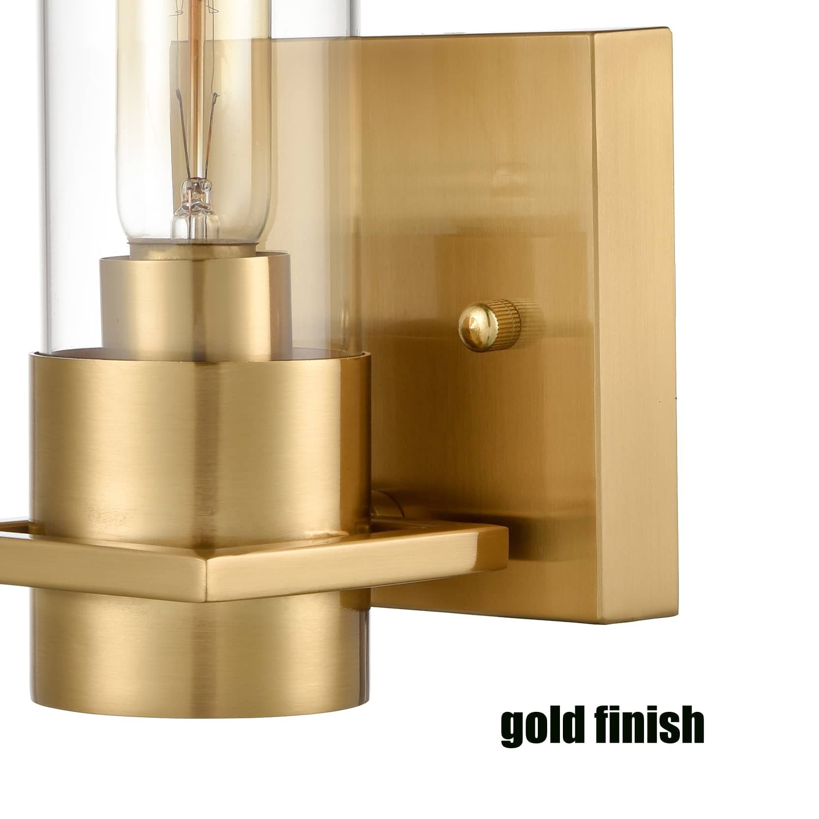 Modern Brass Gold with Cylindrical Glass Shade Wall Light Fixtures Set of 2