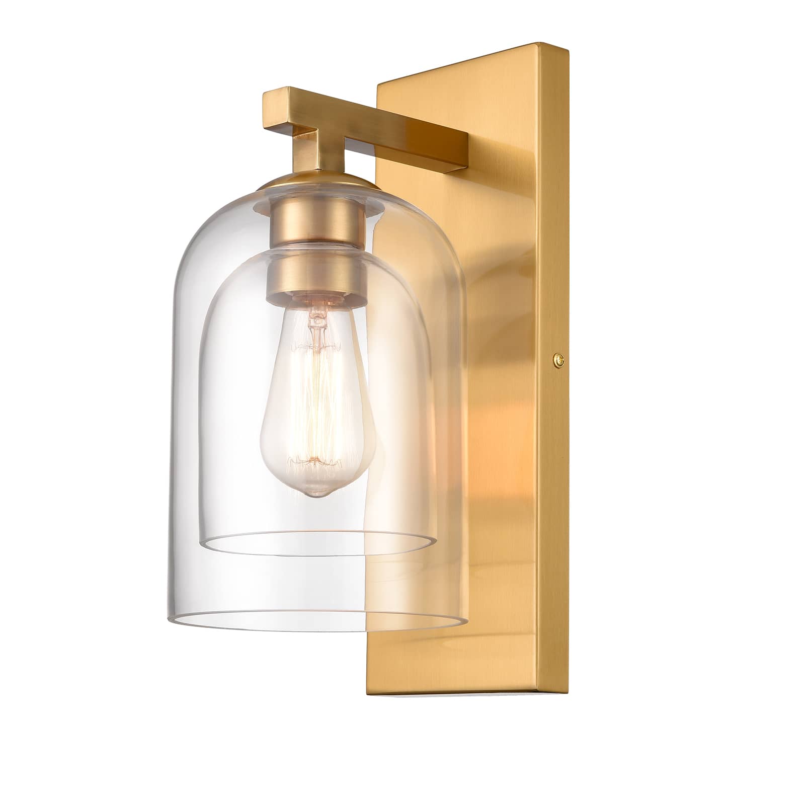 Modern Brass Wall Sconces Double Glass Shade Wall Light