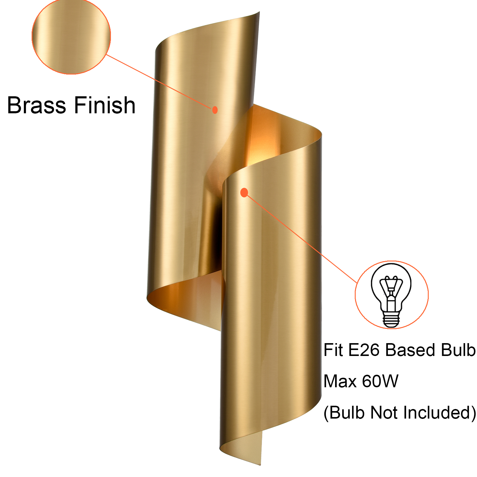 Brass Wall Sconce Streamline Wall Light Gold Metal Light Fixtures