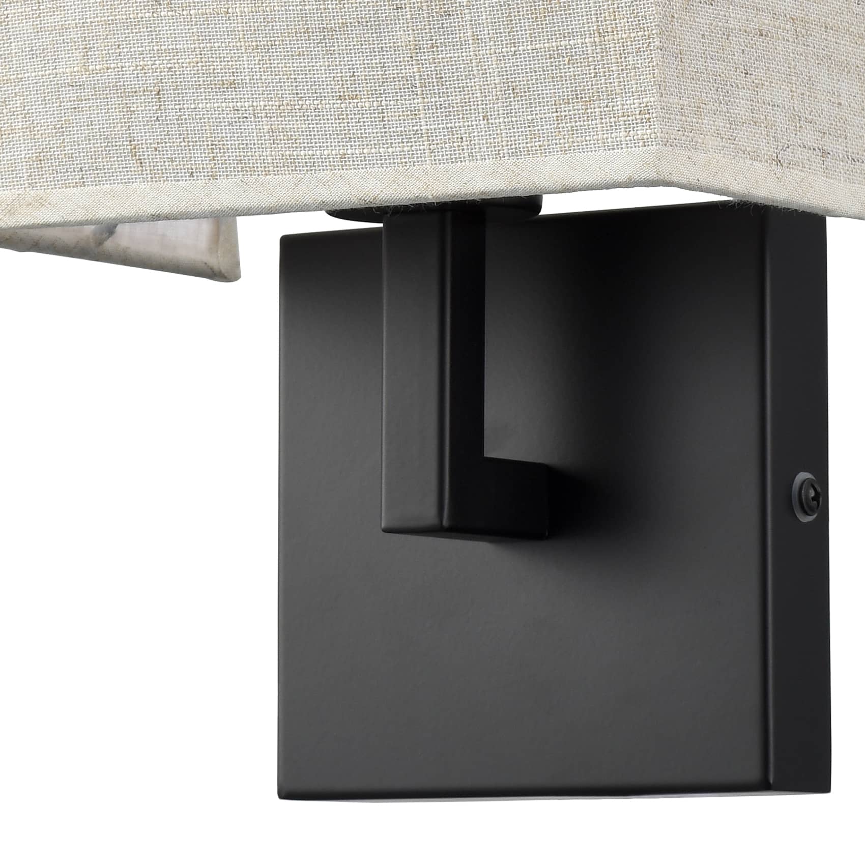 Modern Wall Sconce Black Metal with Khaki Fabric Shade Bedside