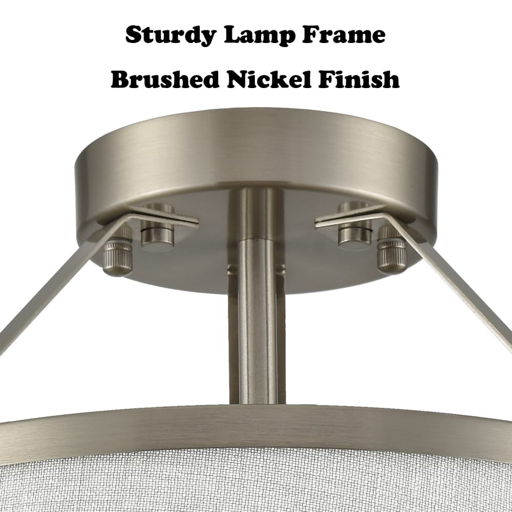 Drum Chandelier Ceiling Light Fixture Brushed Nickle Dimmable LED Light