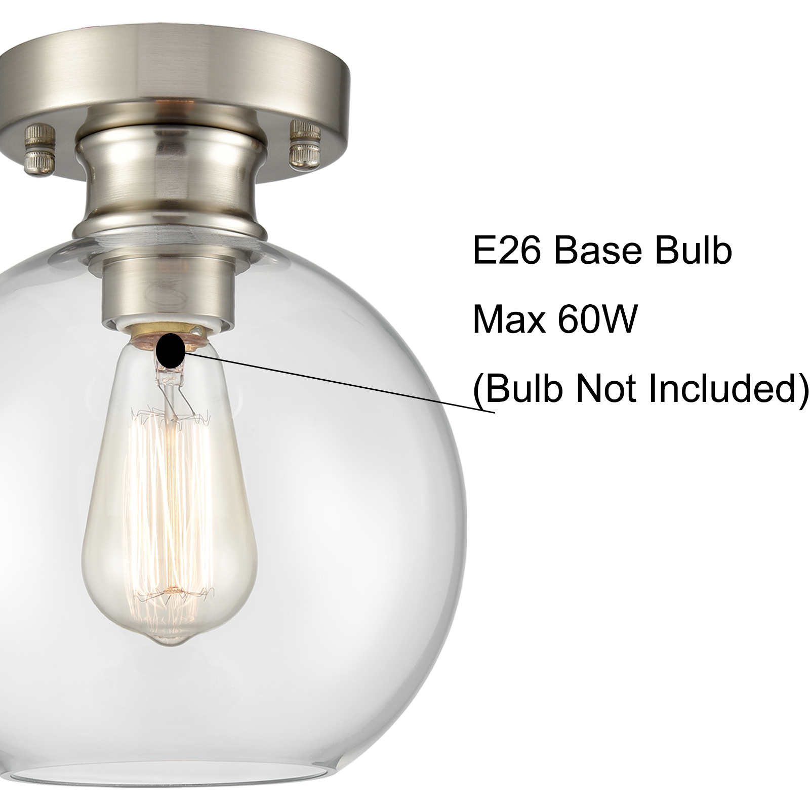 Glass Globe Shade Ceiling Light Fixture Brushed Nickel Flush Mount Ceiling Lights