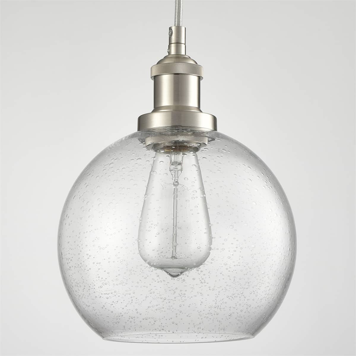 Modern Kitchen Glass Globe Pendant Light Brushed Nickel
