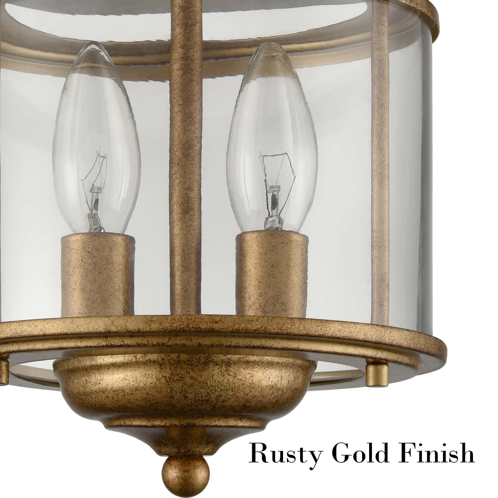 Antique Brass Flush Mount Ceiling Light 2-Light Glass Ceiling Light Fixture
