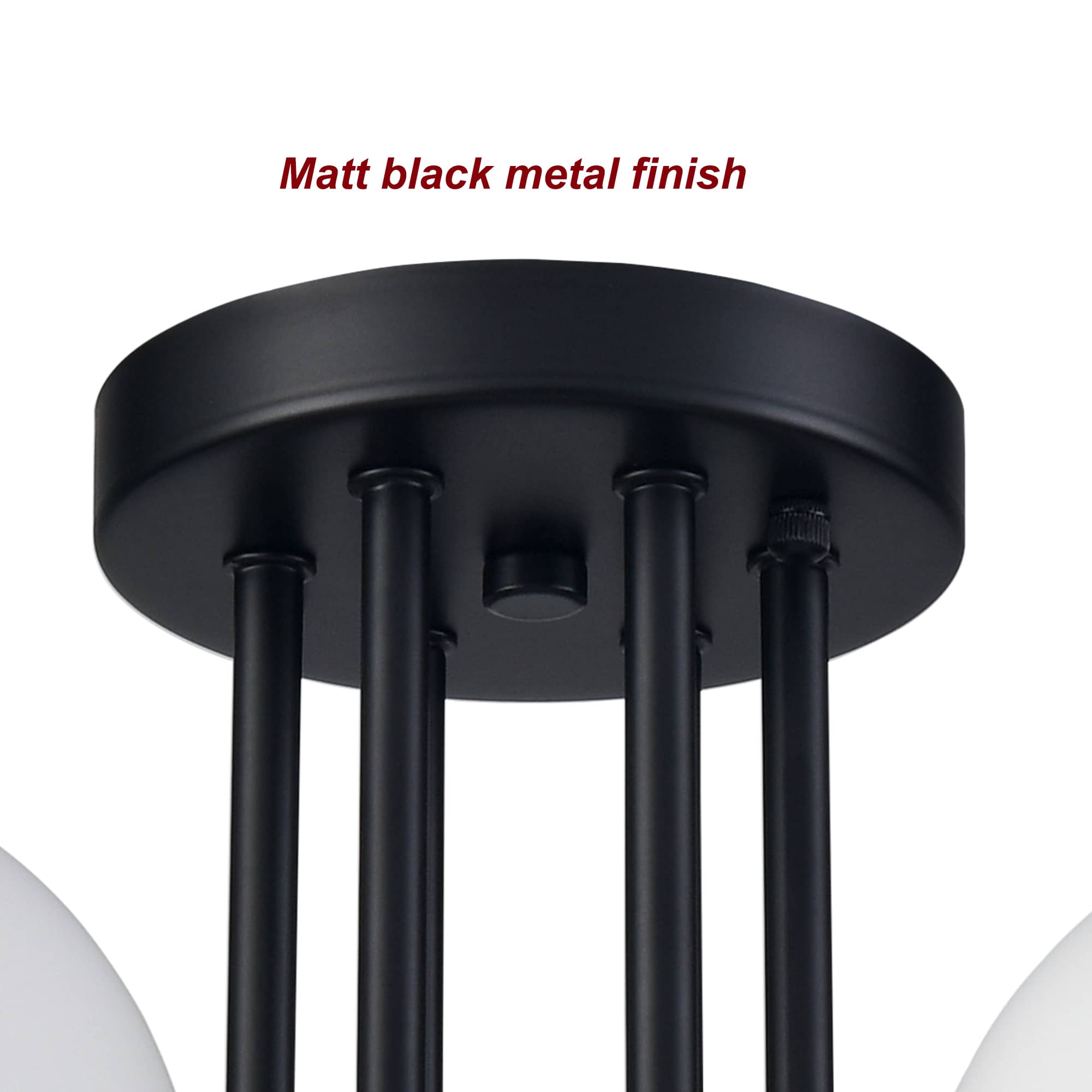 6-light Modern Globe Black Semi Flush Mount Ceiling Light Fixture for Bedroom