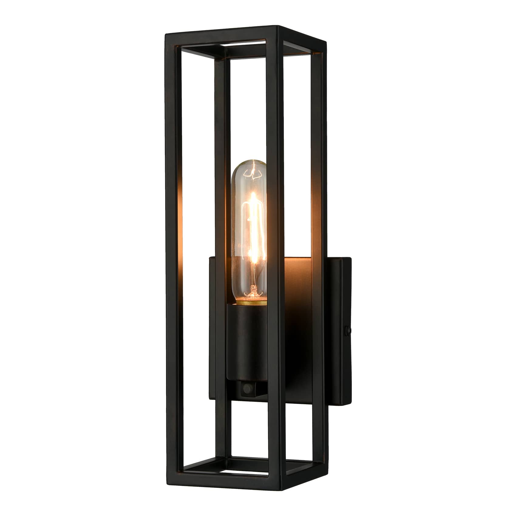 Industrial Wall Sconce Dimmable Black Wall Light with Cuboid Cage