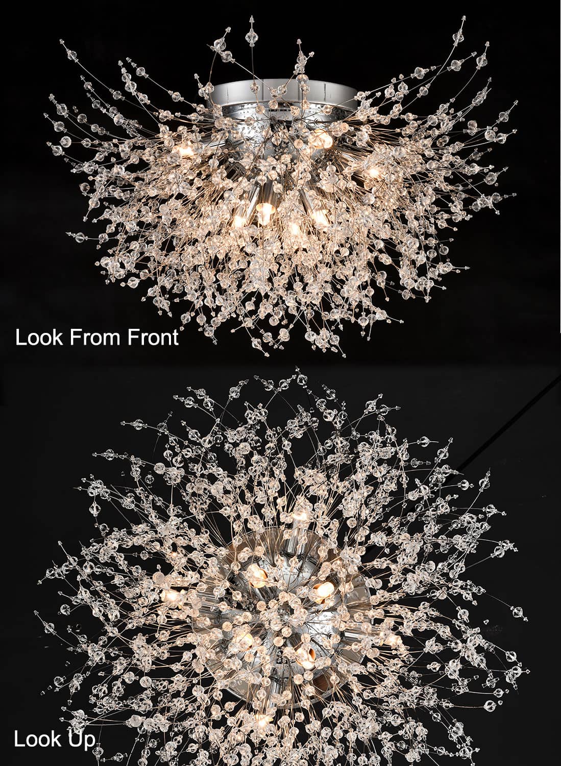 Modern 8-Light Crystal  Firework Sputnik Ceiling Light Chrome