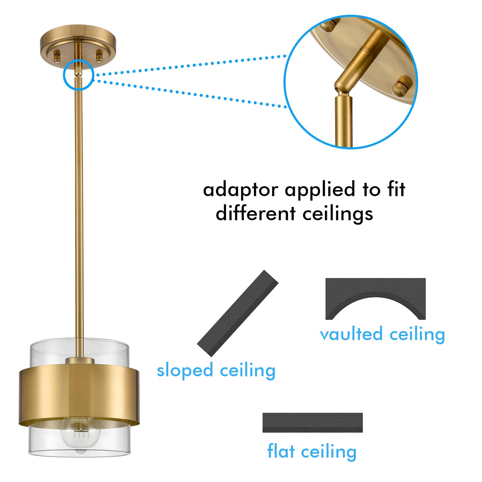 Modern Brass Kitchen Pendant Light Rod Hanging Light Fixture
