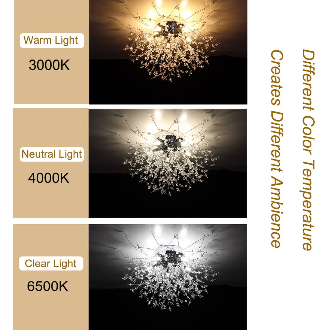Modern Crystal Sputnik Ceiling Light 5-Light Firework Chrome