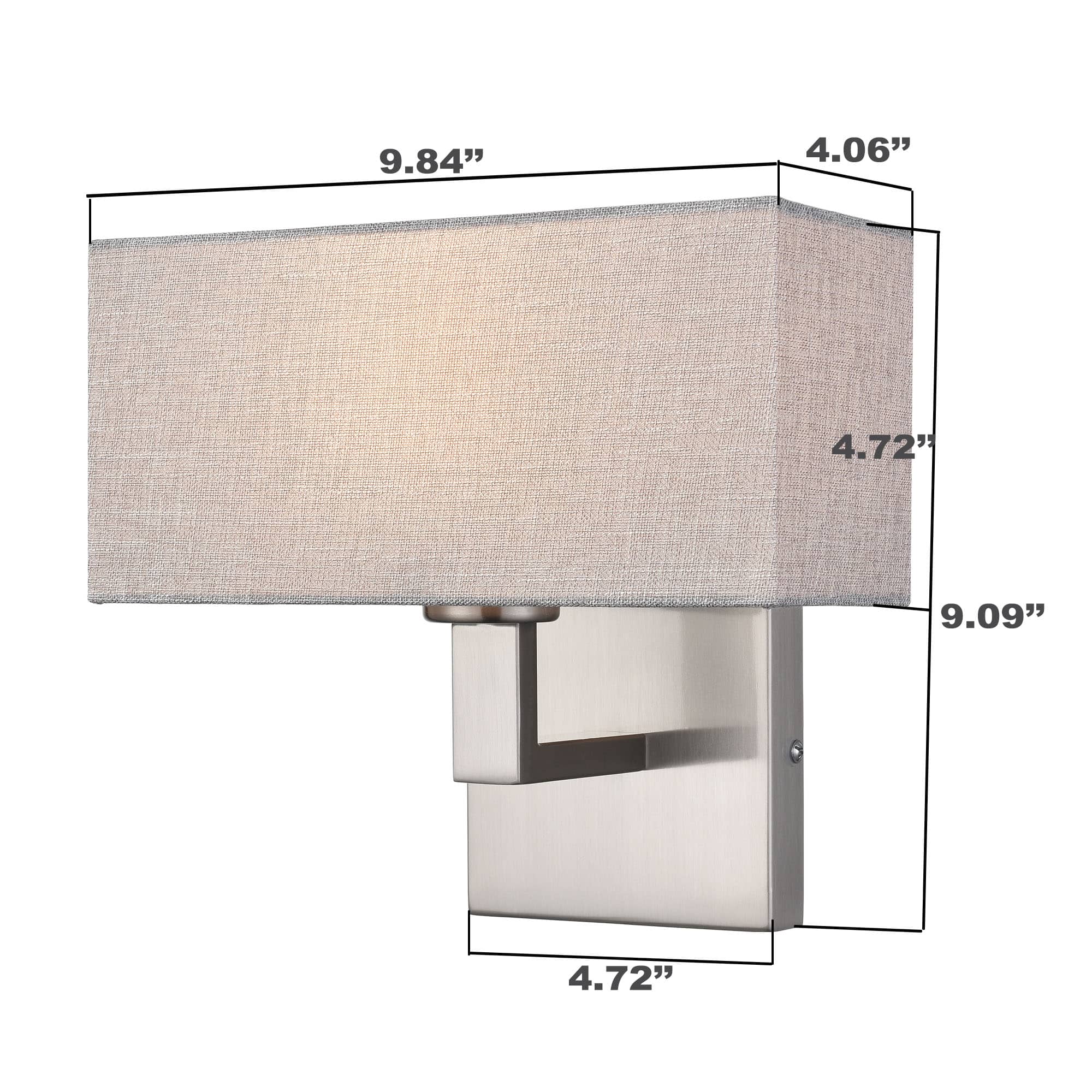 Set of 2 Modern Brushed Nickel with White Fabric Shade Wall Sconces for Bedroom